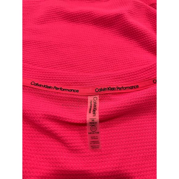 Calvin Klein Womens Drawstring-Ruched Text Electric Pink Top Shirt Size XS New - Picture 6 of 6